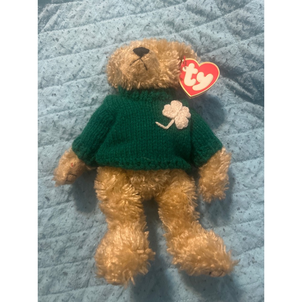 Ty Attic Treasures Blarney the Bear St Patricks Day Irish Plush Green Sweater